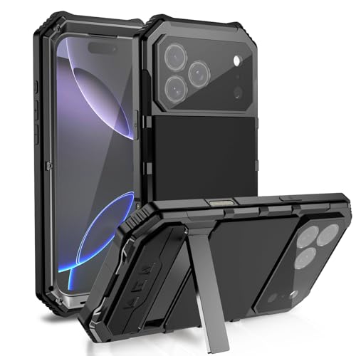 Lunivop Compatible with iPhone 17 Pro max Case Heavy Duty Protection Dustproof Built in Screen Protector Rugged Stand 360 Full Body Military Grade Metal Bumper Phone Cases (Black 2025) by Lunivop - Used condition - Image 9