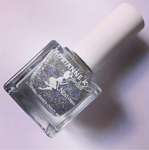 Adrianne K Nontoxic Glitter Nail Polish, Clear Topcoat Lacquer With Multicolor Glitter, Majestic! Quick Dry. Long Lasting, 51 Fl Oz #TOP5
