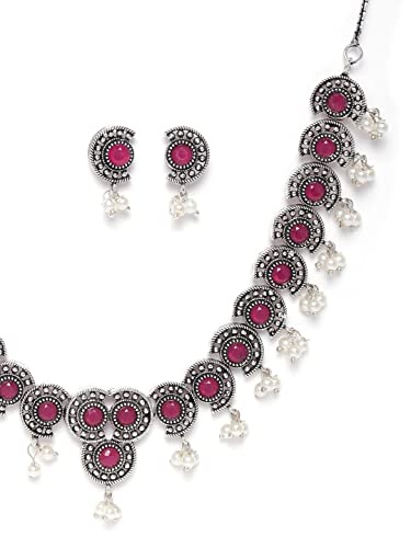 Gold-Plated Artificial Stone Studded Jewellery Set with Bead Drop