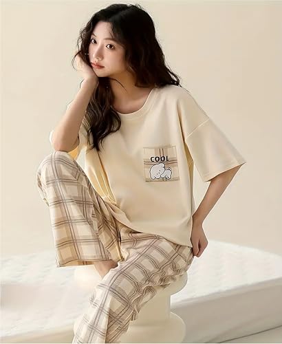 Image of Louis Luxe Womens Korean Night Dress || Full Pyjama Set || Korean Nightsuit ||Women Nightwear ||Round Neck Full Sleeve Nightsuit || Loungewear || Everyday Nightdress (ND-12)