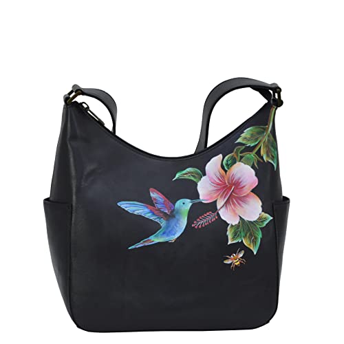 Image of Anuschka Women's Original Hand-Painted Genuine Vegetable Tanned Leather Classic Hobo With Side Pockets