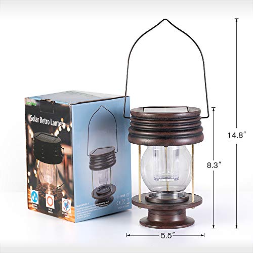 Hanging Solar Lights Outdoor - 8.3” Solar Powered Waterproof Retro Christmas Lanterns, Bright Landscape Lanterns Lamp, 30 Lumen, 1 Pack, Great Decor For Patio, Yard, Garden And Table (Warm White) #TOP5