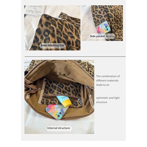 Bolso casual de mujer con estampado leopardo y múltiple bolsillo miniatura 7
