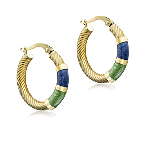 Créoles or 9 carats Carissima boucles d'oreilles émaillées cadeau idéal femme