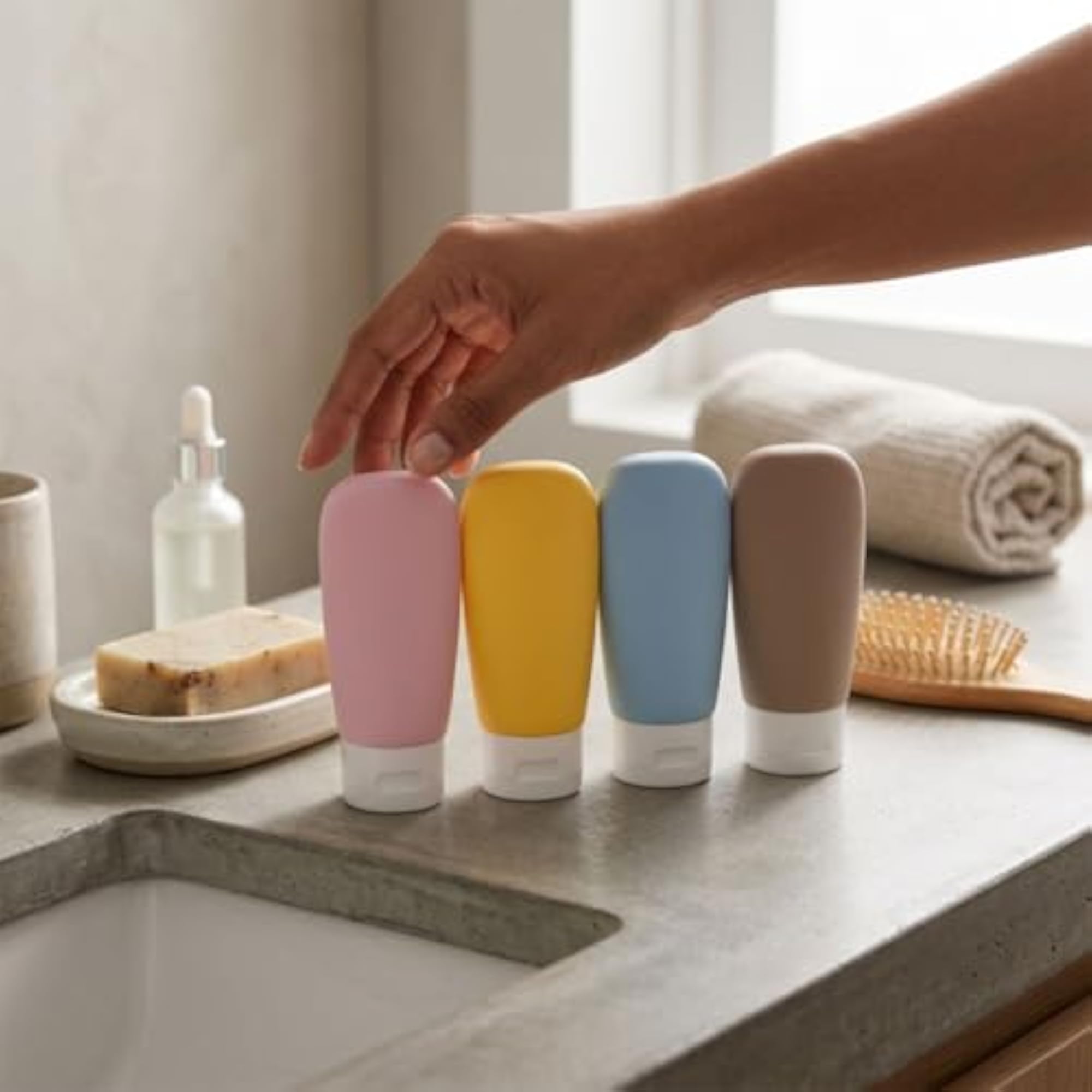 Travel Silicone Bottles Set, 60ml Leakproof Containers