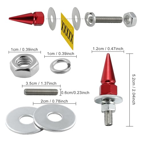 Bashineng SU-91 Spike License Plate Screw Fasteners 4 Pcs Kit License Plate Frame Bolts Decoration Stainless Steels Aluminum Alloy Universal Fit Most Cars Truck Motorcycle thumb #1
