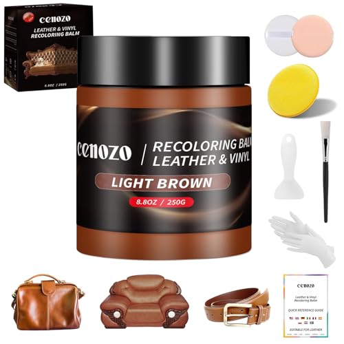 Kit de Reparación para Cuero Marrón Claro,Tinte para Cuero Liquido Reparador,Masilla de Reparación de Cueros,Pintura para Reparador Cuero Coche,Para Reparador Mancha,Arañazos,Grietas