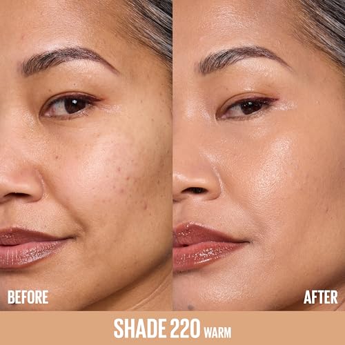 Image of Maybelline Lifter Plump & Glow Foundation, Liquid Foundation with 2% Niacinamide + Hyaluronic Acid, Plumping and Brightening Face Makeup, 220, 1 Count