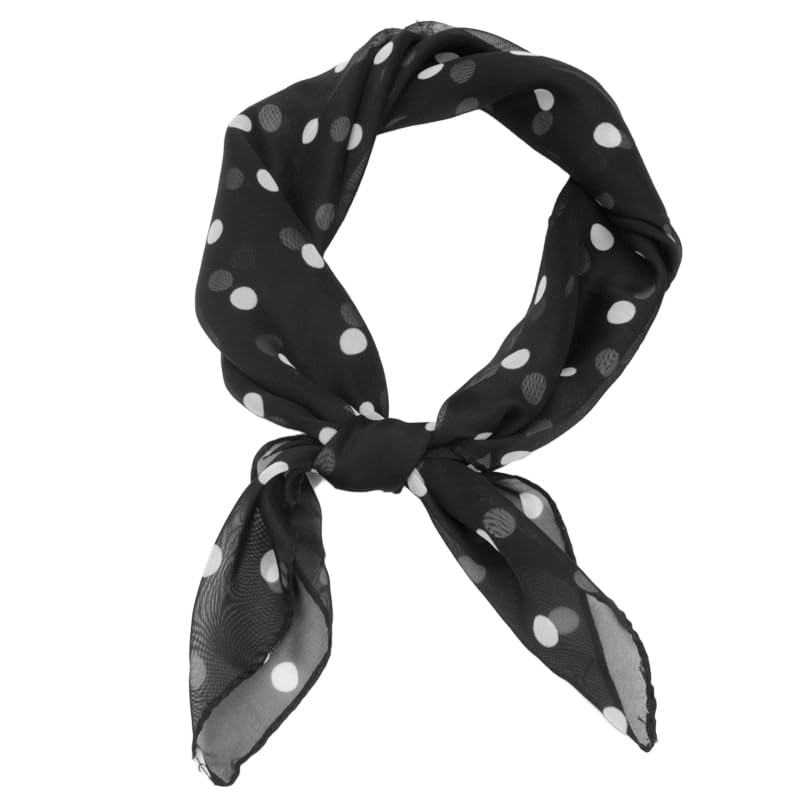 Polka Dot Chiffon Square Scarf for Women - Lightweight Neck Scarf, Head Wrap, Kerchief & 50s Costume Accessory