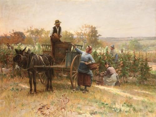Tableau modern peinture de maître les vendanges Adrien Moreau reproduction de prestige 60x90