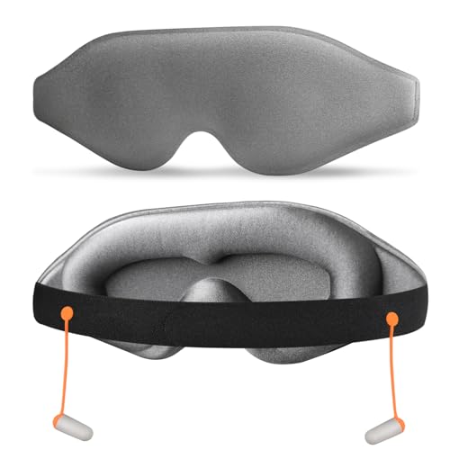 Mezeic Schlafmaske für Seitenschläfer, 3D konturierte Augenmaske Lichtblockierung Schlafmasken für Frauen Männer, Null Augendruck Augenabdeckung leichtes weiches Auge Schatten für Reisen Nap - Grau