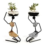 Creative African Tribal Lady Candle Holders-Set of 2，African Women Iron Candle Holder, Vintage Cand