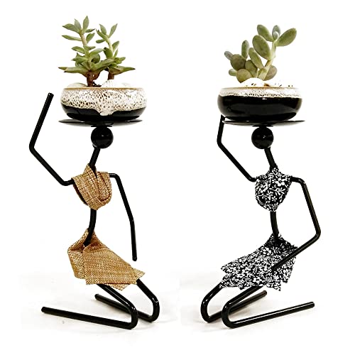 Creative African Tribal Lady Candle Holders-Set Of 2，African Women Iron Candle Holder, Vintage Candle Stand For Indoor Outdoor, Events, Parties, Christmas Day Gift, Wedding Decorations #TOP5