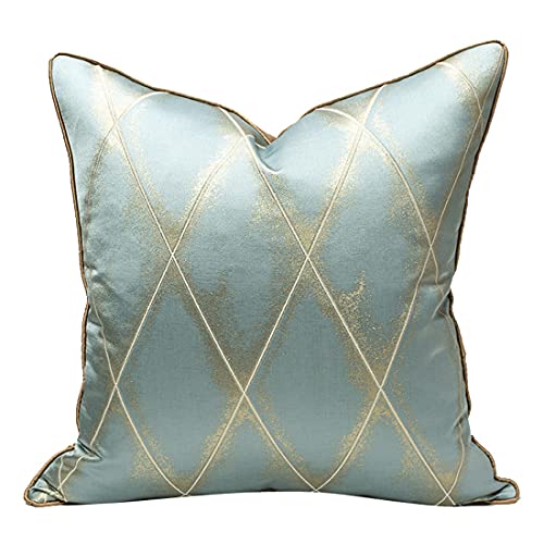 Set Of 2 Decorative Throw Pillow Covers Gold And Blue Jacquard Pattern Cushion Covers For Spring Couch Sofa Bed Chair Car Home Decor, Square Pillowcase 18 X 18 Inches (Light Blue) #TOP21