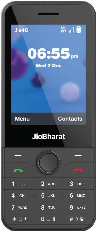 JioBharat J1 4G Keypad Phone with JioTV, JioHotstar, UPI, JioSoundPay, JioSaavn, JioChat, JioPhotos, Powerful 2500mAh Battery, LED Torch, Digital Camera | Dark Grey | Locked for JioNetwork