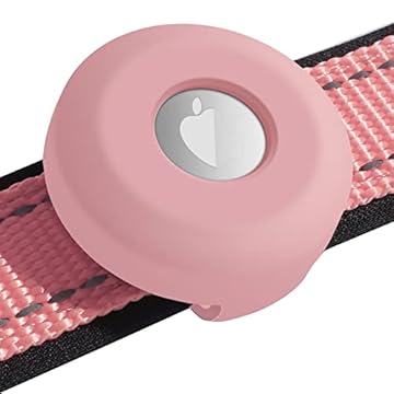 Capa Airtag para coleira de cachorro Silicone Pet Collar compatível com Apple Airtags, Suporte de etiqueta de ar antiperda para acessórios de coleiras de cães de gato (Rosa)