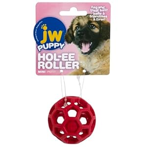 JW Pet Hol-ee Roller Original Do It All Dog Toy Puzzle Ball, Natural Rubber, Assorted Colors, Mini