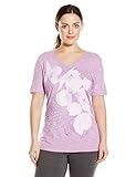 Just My Size Women's Plus-Size Printed Short-Sleeve Shirred Slub V-Neck T-Shirt