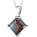 14 Karat White Gold Princess Cut Created Black Opal Pendant