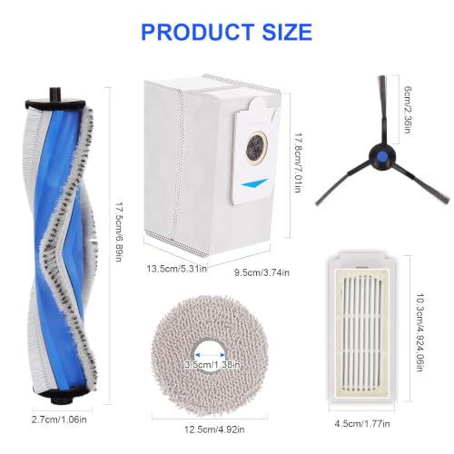 Image of Replacement Parts for Ecovacs DEEBOT T30S /T30S AI /T30S PRO /T30S CARE Robot Vacuum Cleaner - Spare Accessories Kit Include 1 Main Brush 4 Side Brush 4 Filter 4 Mop Pad 4 Dust bag