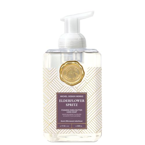 Savon moussant pour les mains avec pompe flacon carré fleur de sureau