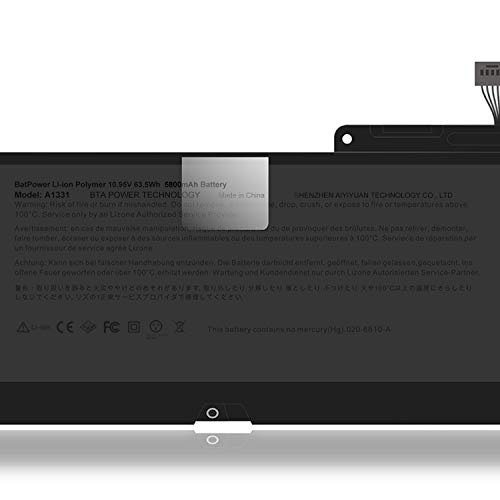 Batpower A1331 Replacement Laptop Battery For Apple Late 2009 Mid 2010 Macbook 13.3 Inch Unibody A1342 Emc 2350 A1342 Emc 2395 Battery Macbook Pro 13" A1342 Apple A1331 Battery 63.5Wh #TOP2