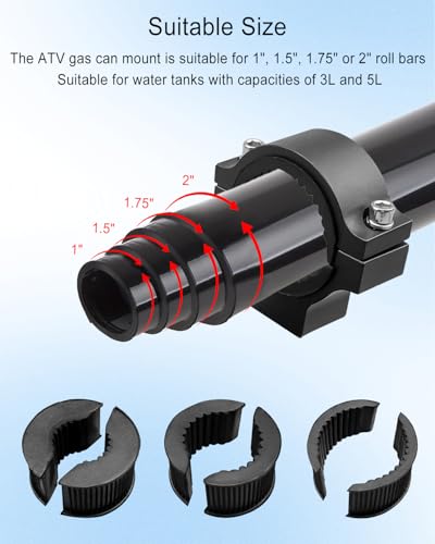 UTV ATV Gas Can Mount with Lock & Key for 1"- 2" Roll Bar, Water Tank Mounting Holder Fit for Polaris RZR Pioneer Yamaha Can Am Maverick X3 Talon Commander Arctic Cat Wildcat Kawasaki