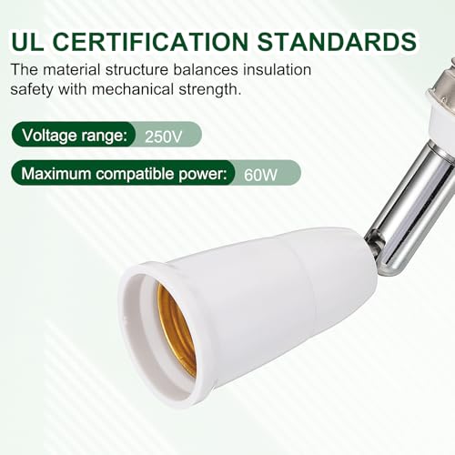 Adaptador extensor de enchufe de luz E26 a E26 de 5.5 pulgadas y 60W máx., pack de 6 piezas 3