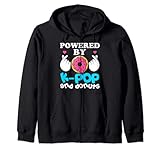 Powered By K-pop And Donuts Kpop Finger Heart Kawaii Donut Zip Hoodie