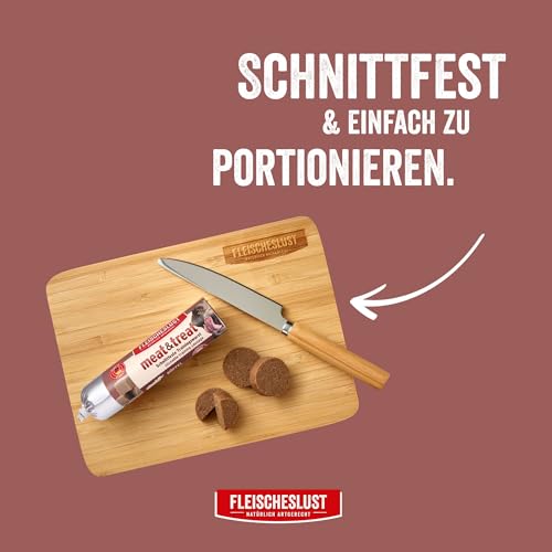 Fleischeslust Hundewurst | Meat & Treat Büffel (12x80g) | Trainingswurst | schnittfest | Hundesnack | Leckerli für Hunde