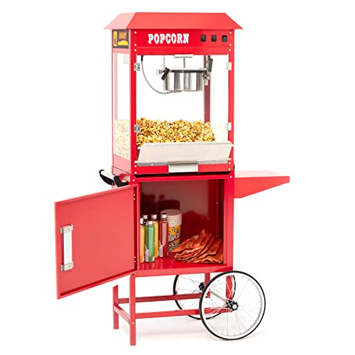 Takywep Commercial Popcorn Machine, Popcorn Maker with Cart and 10 Oz Kettle Makes Up to 64 Cups, 3-Switch Control, Theater Style Popcorn Poppers