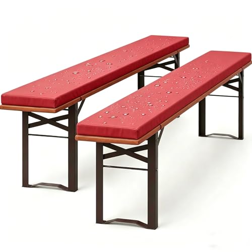 Juego de 2 cojines acolchados impermeables para banco de cerveza, almohadillas de asiento lavables de 4 cm de grosor, para interiores y exteriores, perfecto para bancos de jardín, fiestas, tiendas de