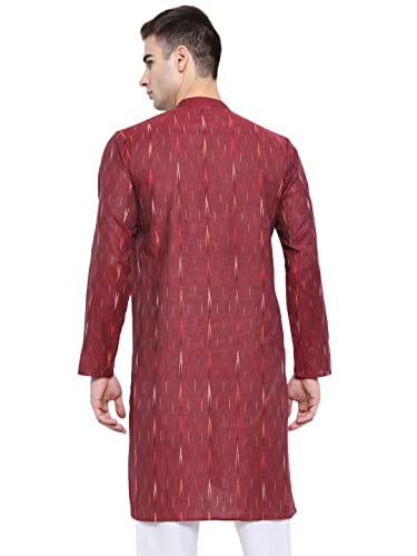 Image of Vastraa Fusion Men's Printed Kurta Pure Cotton Long Kurta, Round Collar, Full Sleeves, Button Kurta, Ethnic Wear