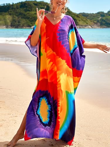Image of Kaftan Dresses for Women Plus Size Summer Beach Dress with Print and Swim Cover Ups