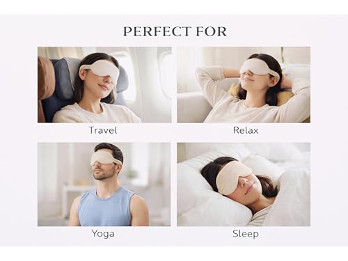 Image of Eye Sleep Mask for Men & Women, Soft Light Blocking Mask with Adjustable Strap, Falalin Non-Woven Cotton Fabric, Comfortable Travel Eye Cover for Home, Flight, Relaxation (White)
