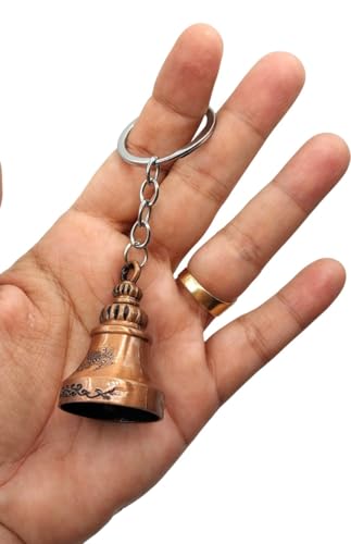 Image of Classic Antique Tibetan Temple Bell Shaped Keyring for Gift Gaurdian bell for Car Bike Bags Metal Key ring Key Chain Bag Charm Gift