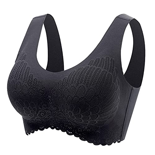 FEOYA Comfortable Bras, Seamless Wire Free Everyday Bras for A to D Cups, V Neck Soft and Light Basic Bras for Women