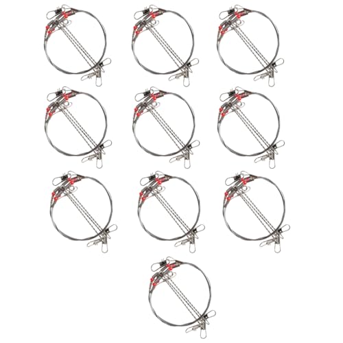 KAKASEA 10Pcs Fishing Wire Leader Rigs Stainless Steel Sea Fishing Line Rigs Bottom Tackle Rigs Fishing Tool
