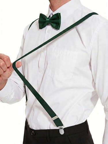 Image of habibee Suspenders and Bow Tie Set for Men, Adjustable Elastic Braces with Y-Back, Diverse Colors, Strong Clips