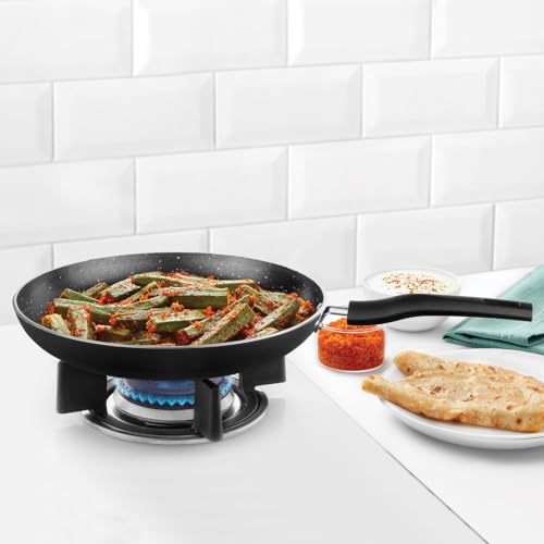 Image of Borosil Granito Non-Stick Aluminium Deep Fry Pan with Handle, Black (20 Cm)