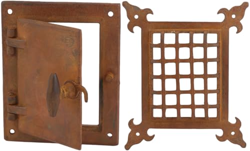 Grille de porte forgée A29 pour remplacer un œilleton moderne par un judas rustique