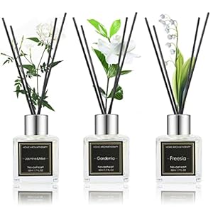 NEVAEHEART Reed Diffuser Set, Gardenia/Freesia/Jasmine & Mint, 1.7OZ x 3 Packs Reed Diffuser, Oil Diffuser Sticks, Home Fragrance Products, Fragrance Diffuser with Gift Box