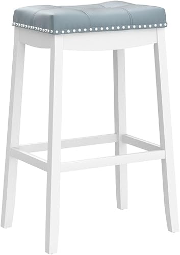 Miniatura 6 de ERGOMASTER Juego de 4 taburetes de bar Cambridge, taburetes de mostrador de 29 pulgadas, patas de madera maciza color espresso con cojín de