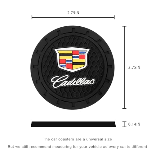 Image of Black Silicone Car Coasters for Cadillac Series Series Non-Slip Car Cup Holder Coasters,Car Interior Accessory for Car Cup Holder 2.75IN 2Pack