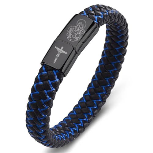 YLYYJ St. Anthony Cross Leather Cuff