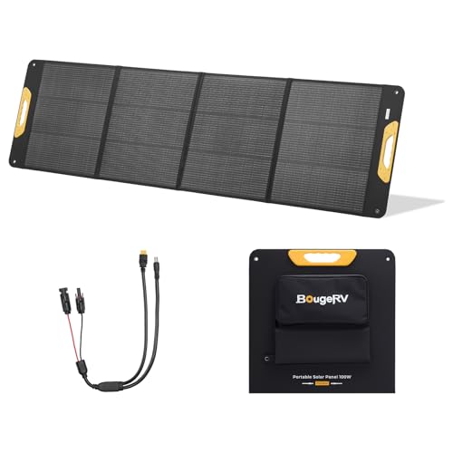 BougeRV 200W Portable Solar Panel, Fiberglass Solar Charger, Up to 25% Conversion Hight Efficiency, N-Type Foldable Solar Panel, IP65 Water Resistant for Camping, RV, Van, Boat, Hiking & Off-Grid Use