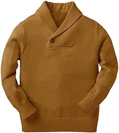 Ryannology Toddler Baby Boys Girls Sweater Shawl-Collar V Neck Pullover Sweaters Cable Kintted Photoshoot Outfits