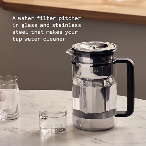Aarke Purifier Glass Water Pitcher, Refillable Stainless Steel Filter, 8-Weeks Performance, BPA-Free, Dishwasher Safe, Pure & Enriched Refill Granules, 1.66L (7 Cups) Capacity - Image 3