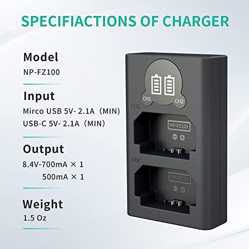 image for NP-FZ100 Camera Battery Charger, LP Dual USB Charger with LCD Display,