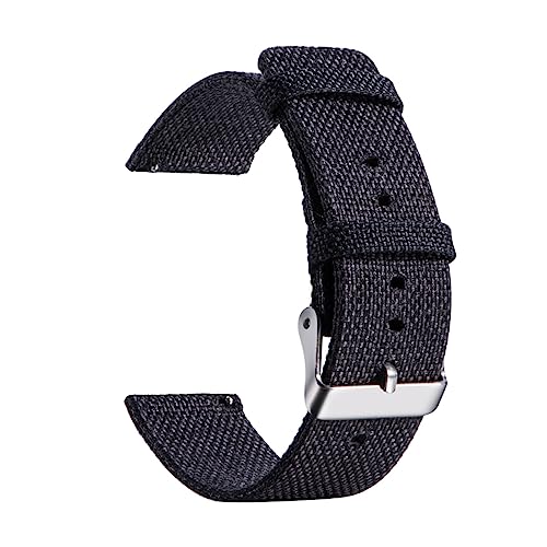 Bracelet montre nylon canvas noir réglable et bande de rechange